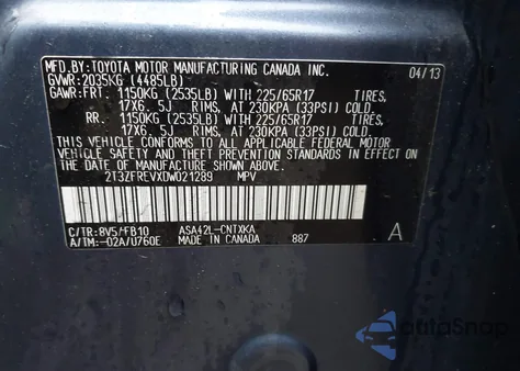 2013 Toyota Rav4 Le from USA, damaged, VIN 2T3ZFREVXDW021289